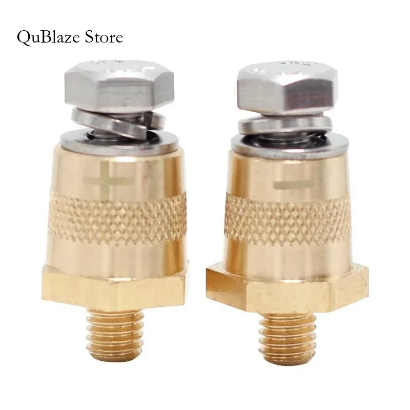 

Auto 1Pair Pole Brass Terminal Connector M8 Thread Installation Battery Tone Post Adapter Kit For Car