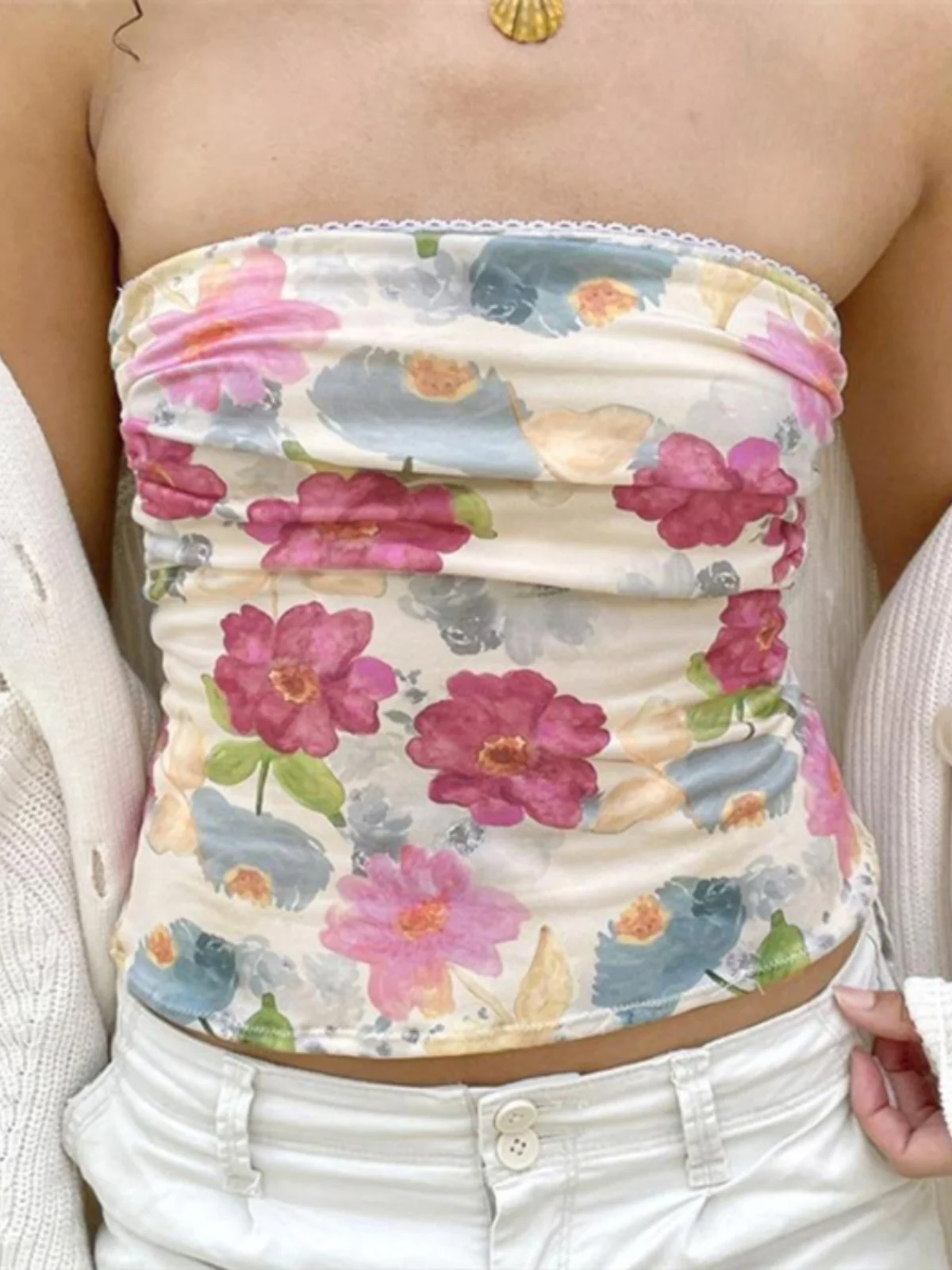 

Sexy Slim Fit Tube Top Women's Crop Tank Vest Svel Printed Streetwear ort Length Casual Summer Faion China Made