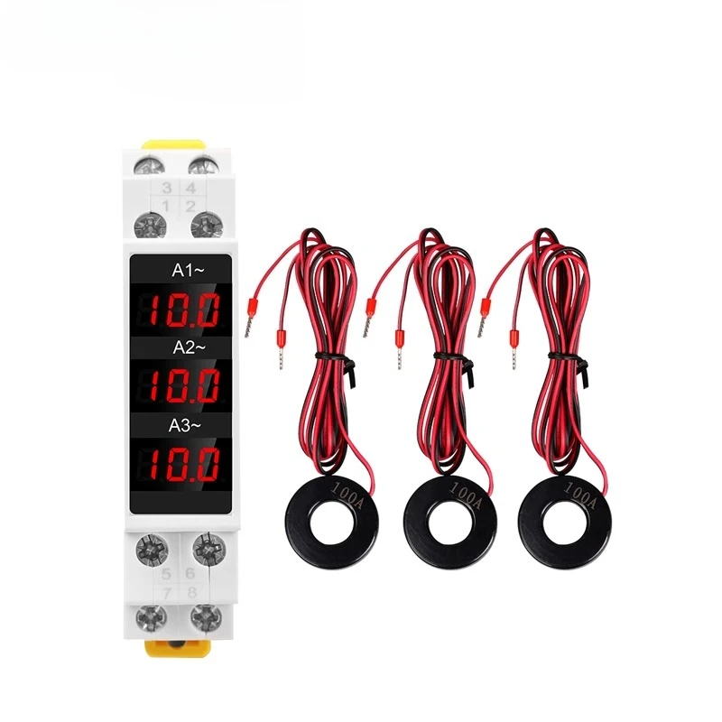 

SDM010A Three-phase LED digital AC ammeter AC 80-500V 1-100A