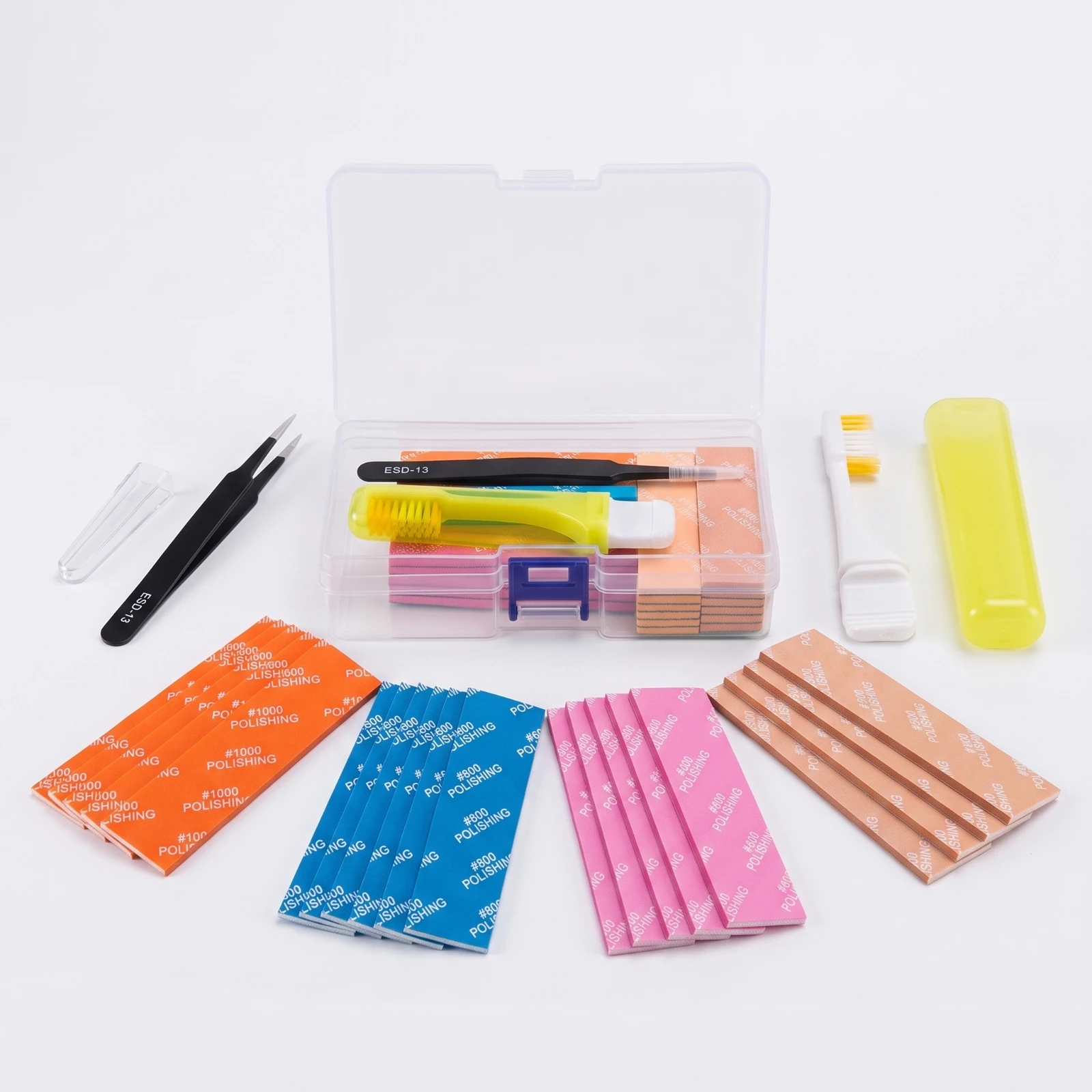 Sponge Sandpaper Kit Compact Sanding Blocks with Tweezers Abrasives Precision for 3D Printing Enthusiasts, Model Finishing
