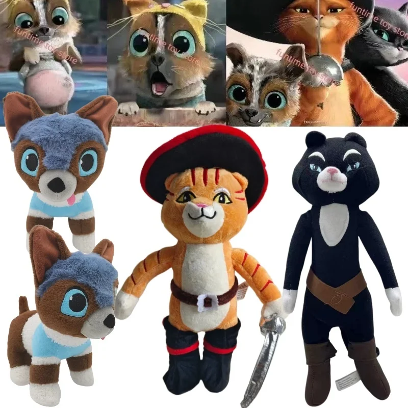 New Anime Puss In Boots Plush Kawaii Chihuahua Perrito Plush Doll Toy Wearing Boots Cat Stuffed Dog For Kid Birthday Gifts