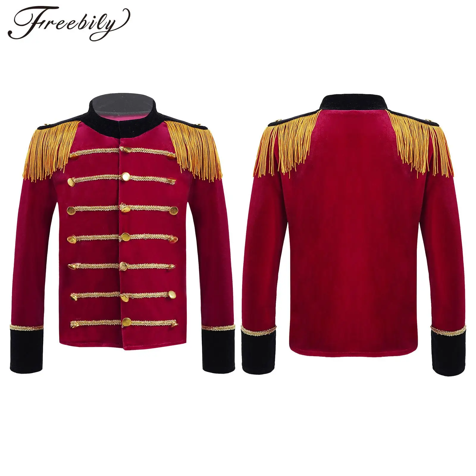 

Ringmaster Costume Kids Boys Long Sleeves Velvet Coat Jacket Red Circus Lion Tamer Halloween Party Holiday Cosplay Fancy Dress