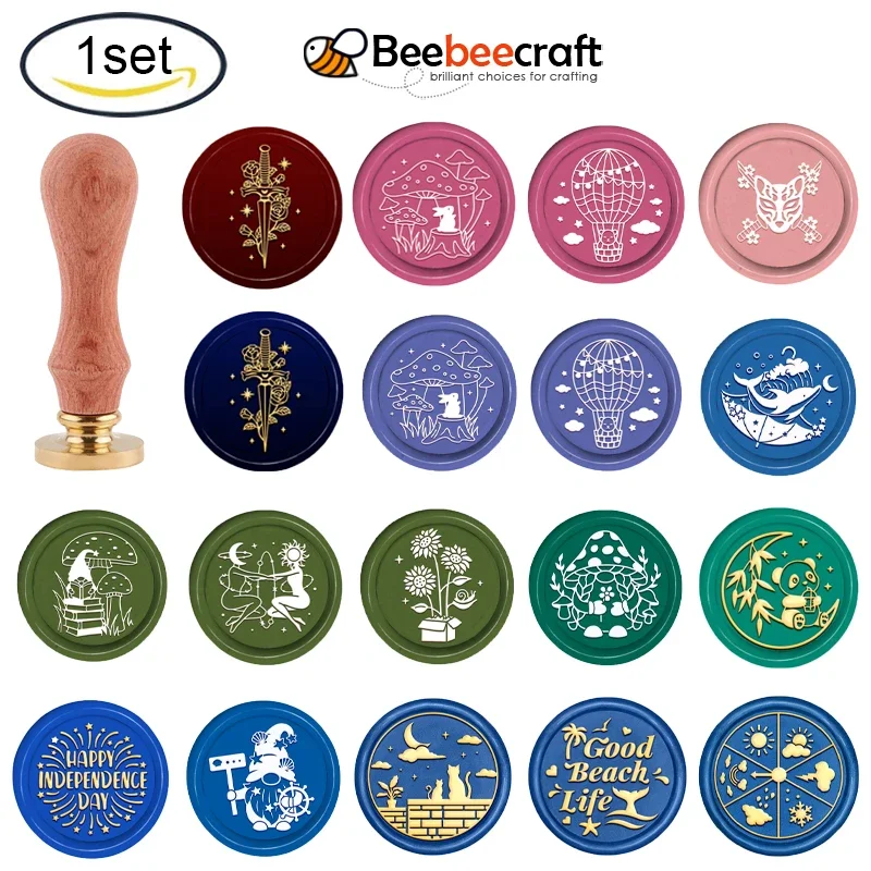 1PC Rose Star Wax Seal Stamp Removable Brass Head 30mm Sealing Wax Stamp for Wedding Invitation Gift Wrapping Envelopes Wine