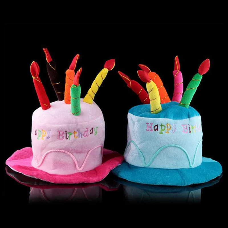 Children Adult Candles Cap Happy Birthday Party Hat Headwear Dress Up Gift Hair Wear Crown  Cosplay Pink Blue Wedding Festival