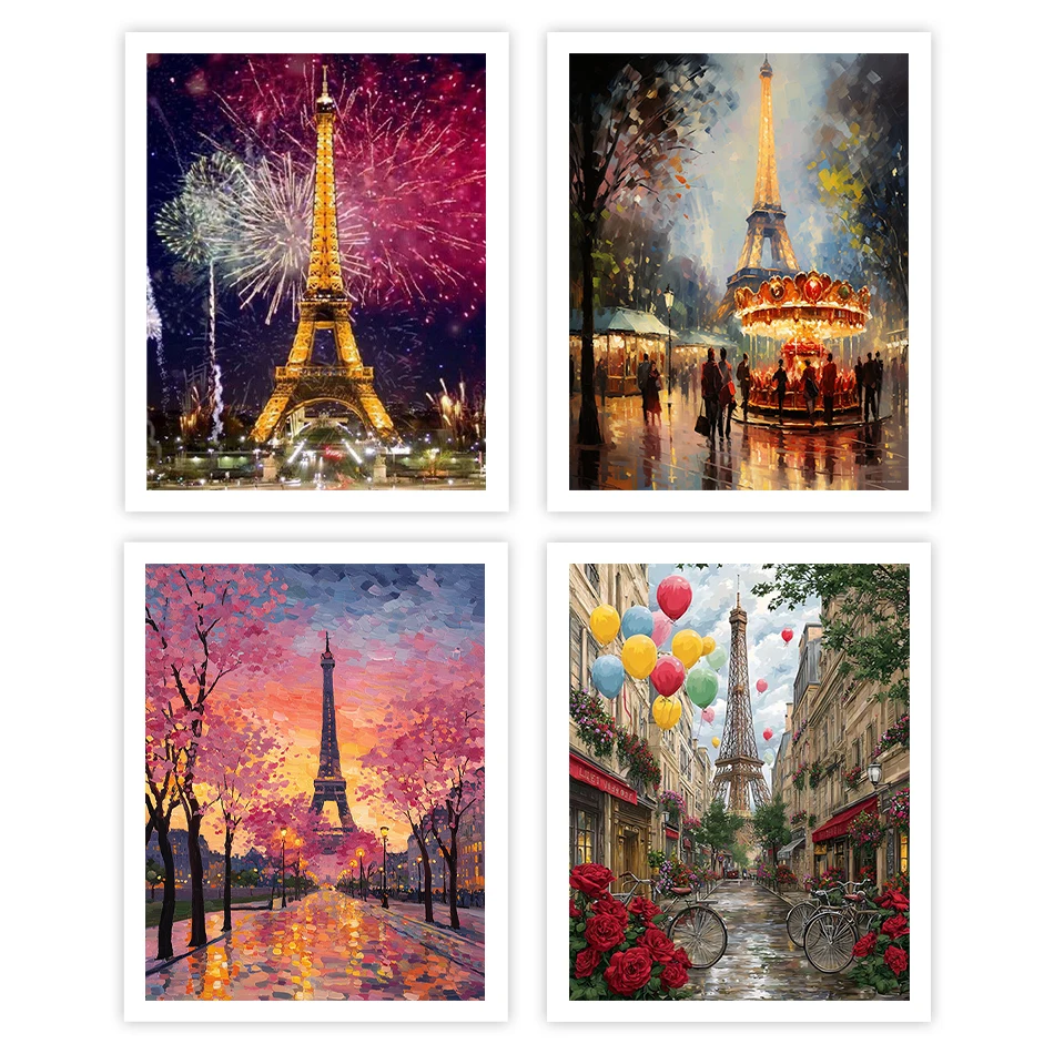 

GATYZTORY Painting By Numbers Acrylic City Landscape Eiffel Tower Handiwork Diy Crafts Paint Kit Pictures By Numbers Home Decor
