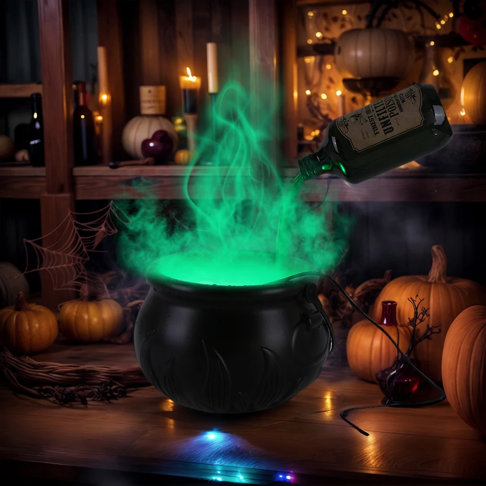 

Halloween Decorations Indoor Cauldron Halloween Decor with Skeleton W/ Skeleton Shower Cap for Spooky Vintage Home Kitchen Table