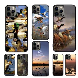 Vogel Eendenjacht Zonsondergang Telefoonhoesje Voor Iphone 16 15 14 11 12 13 Mini Pro Xr Xs Max Plus Se Coque Cover Shell