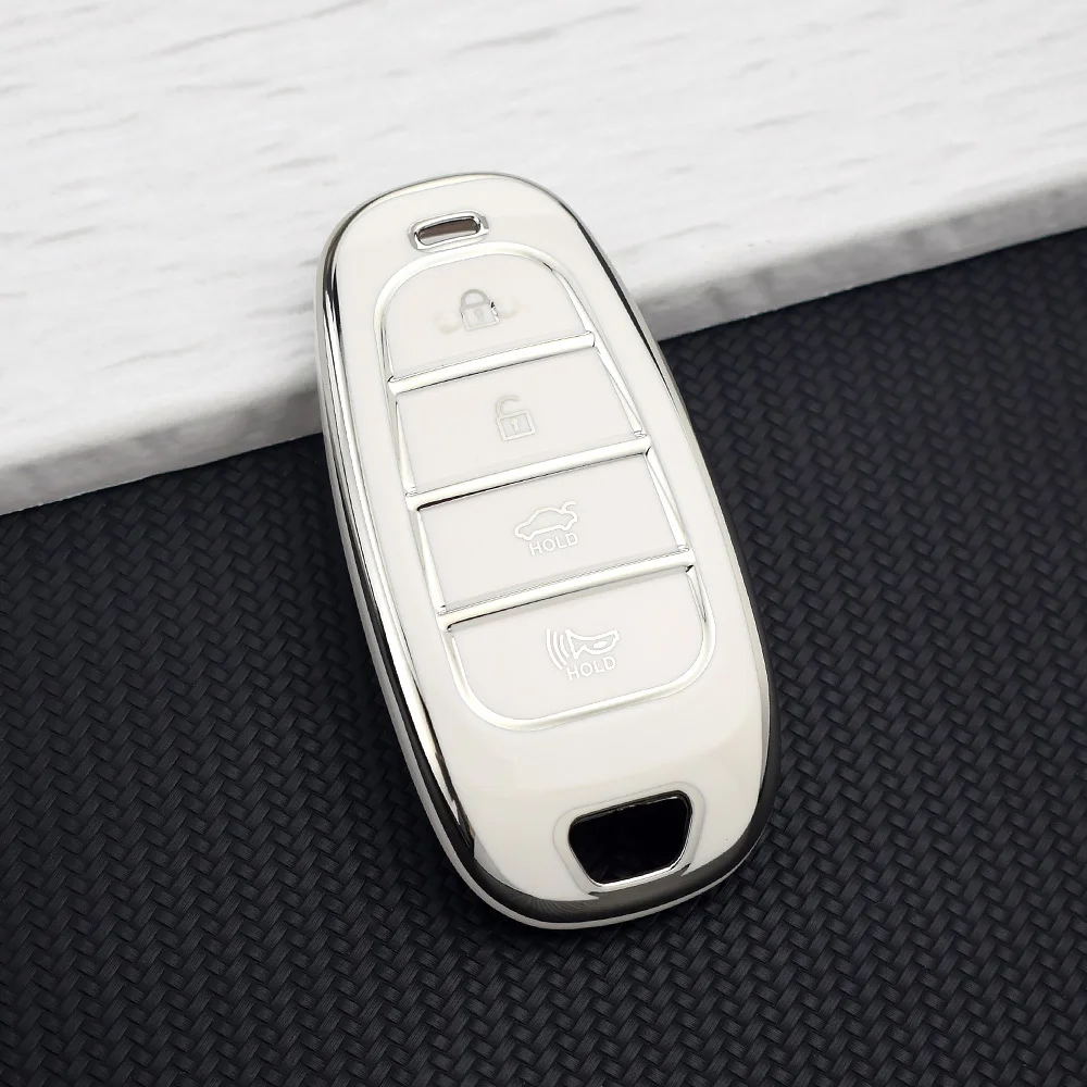 4 Buttons TPU Car Key Cover Shell Fob for Hyundai Sonata Elantra Creta Ix35 Ix45 I10 I30 I40 Tucson Santa Fe Rena Auto Key Case