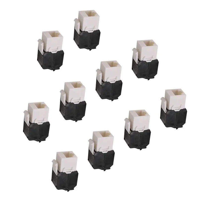 AED7-10-Pack Cat6a RJ45 Keystone Jack - Cat6 Compatible -180 Degree Toolless -Ethernet Wall Jack -Cat6a Network Coupler