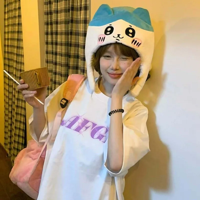 MINISO Chiikawa Momonga 2026 هود قبعة اليابانية الجميلة الكرتون أفخم الدفء لطيف هدية التطريز فتاة Kawaii صورة أنيمي #5