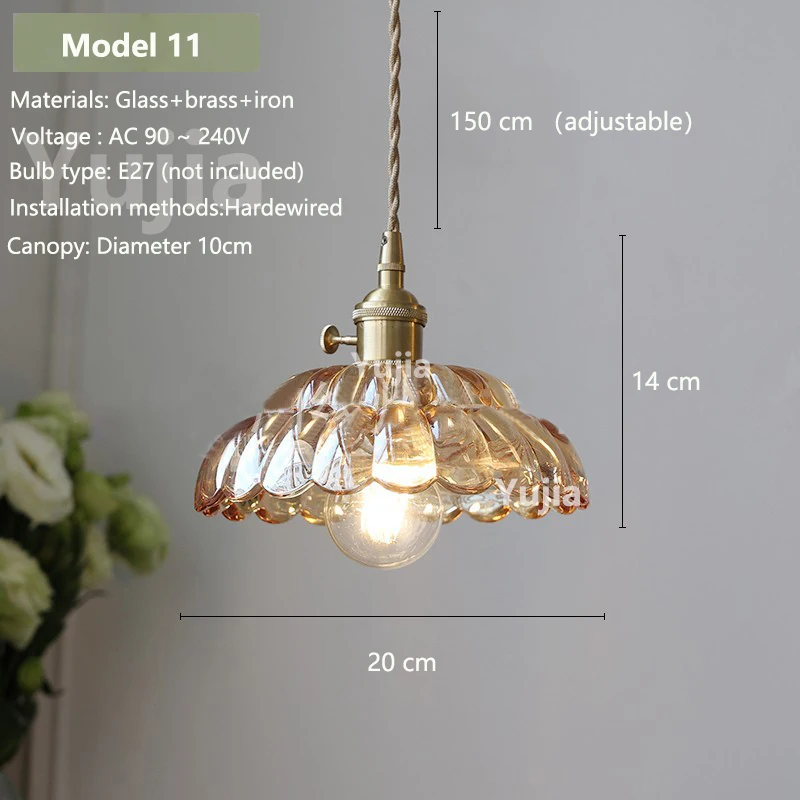 Hanglamp in meerdere stijlen Amberglas Lmapshade Messing Vintage bedlampje Verstelbare hanglamp Keukeneiland Eetkamer