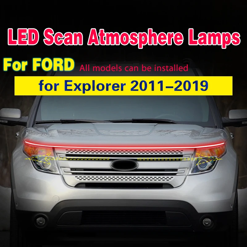 1szt 12V DRL LED Światło do jazdy dziennej dla Ford Explorer 2011-2019 Reflektor samochodowy Skanowanie Pasek LED Światło dziennego Światło otoczenia