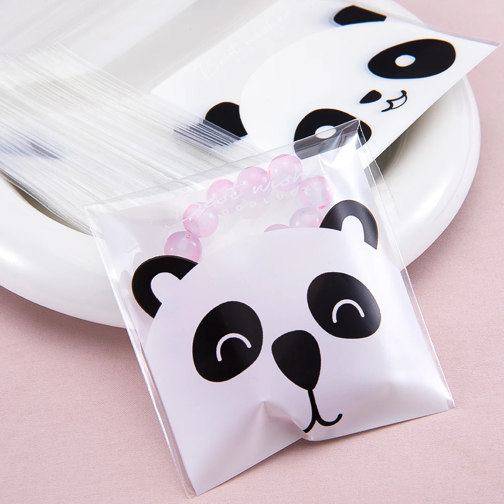 50pcs Cute Bear Plastic Packing Bags 7x7cm Transparent Self-Adhesive Pouches for Biscuits Candy Cookies Jewelry Gift Packaging