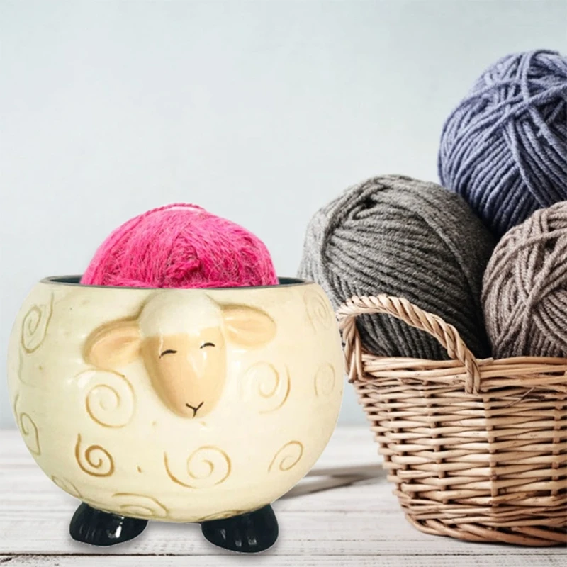 

Sleepy Sheep Ceramic Yarn Bowl Yarns Ball Storage Holder Knitting Crochet Accessories for Needlecrafts