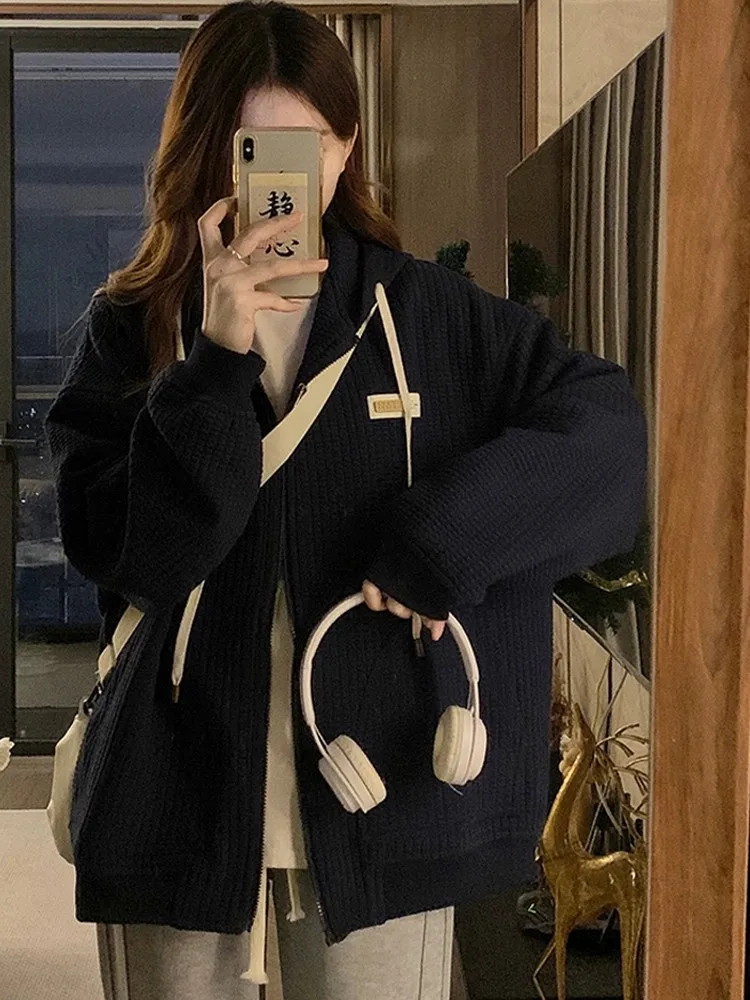 

Бейсбольные куртки в Корейском стиле, женские, 2025 г., однотонные, водонепроницаемые, свободные, с капюшоном, в клетку, с модными рукавами, для тренировок подростков Kawaii Y2K