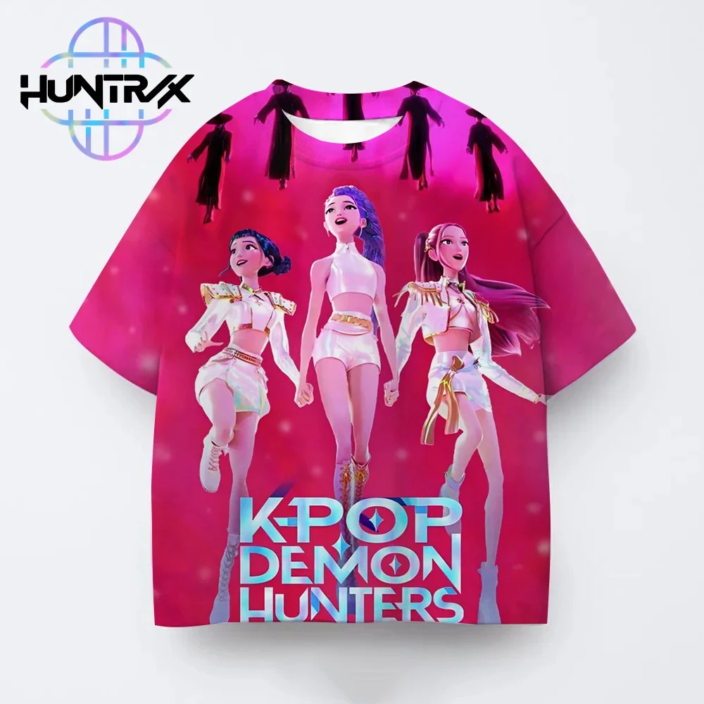 

Boys Girls Casual Fashion Kids Kpop Demon Hunters 3D Cartton Short Sleeve Summer T-Shirt Anime Tops Clothing
