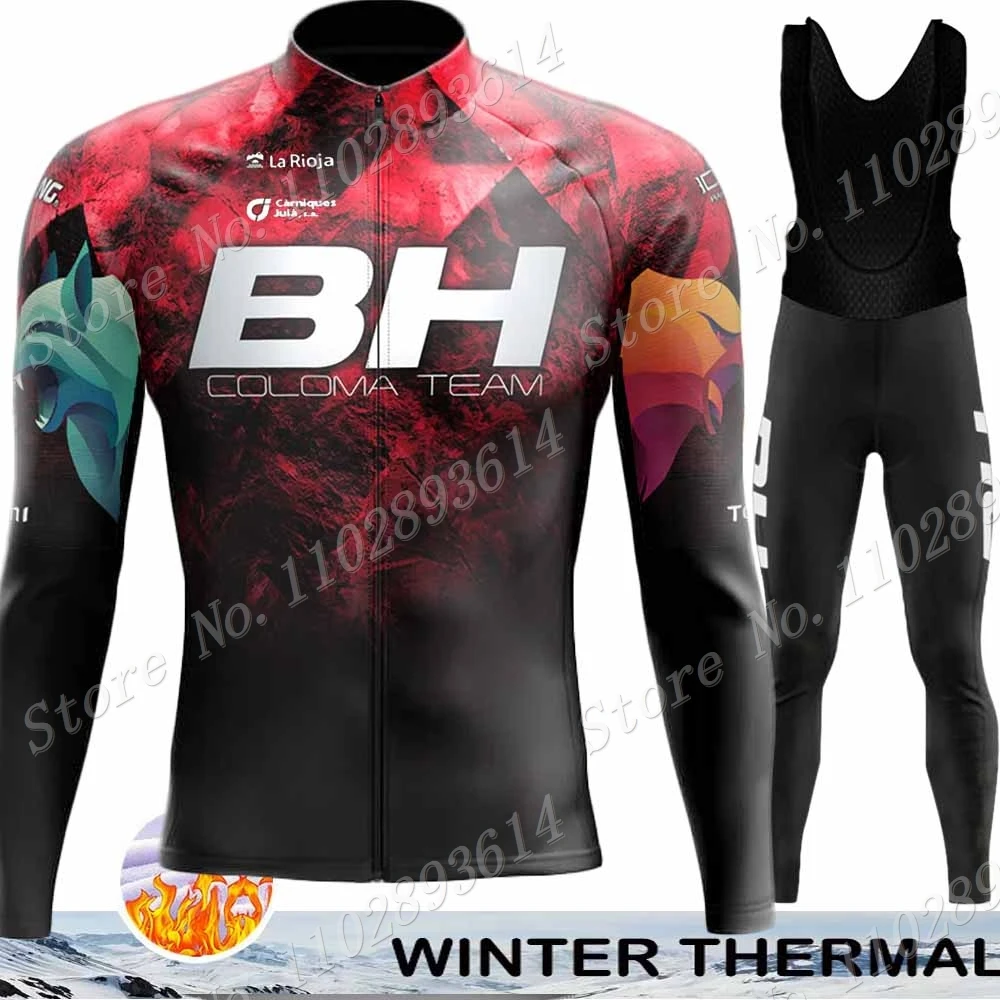 2024 BH Coloma Team Cycling Jersey Set Mens Winter Thermal Fleece Long Sleeve Clothing Suit MTB Bike Road Pants Bib Maillot