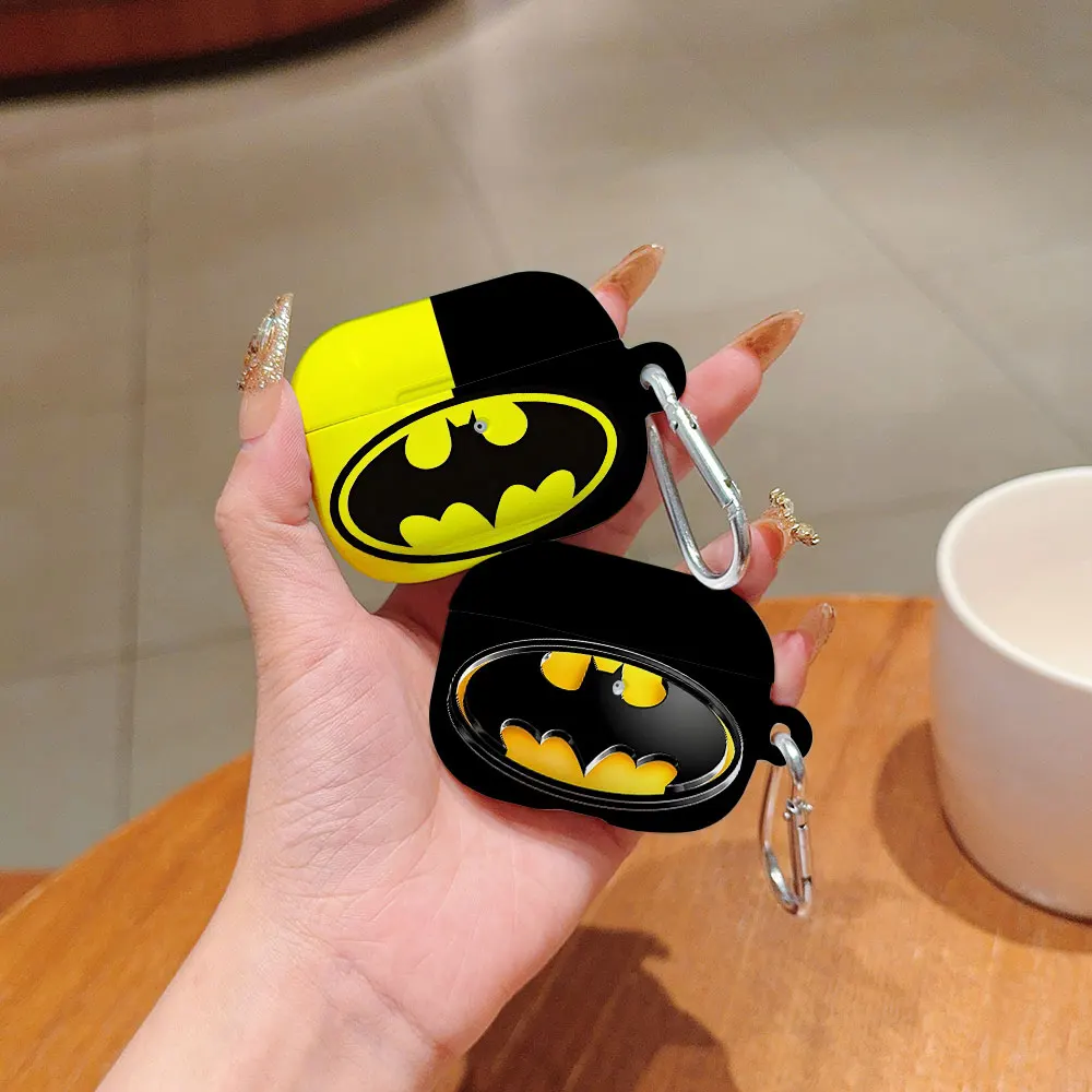 Anime antiurto per Batmans custodia protettiva lucida per auricolari per PC rigido HD per AirPods 1 2 3 Pro Pro2 con gancio in metallo