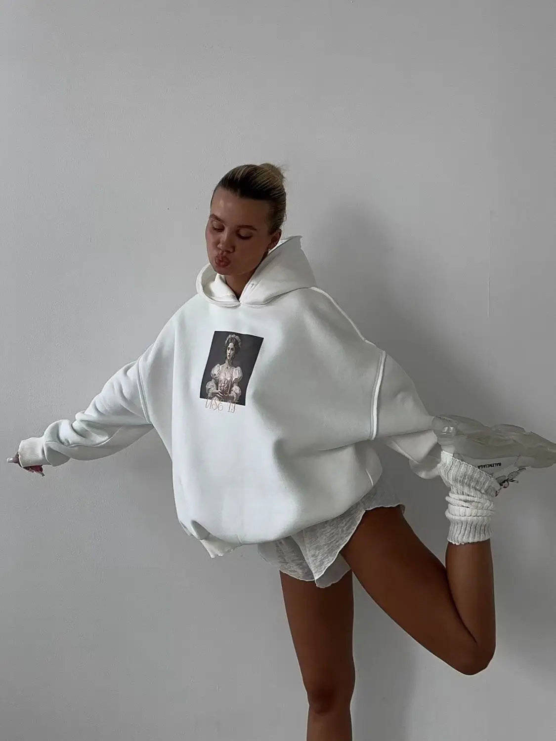 

100% Cotton Russian Women's Autumn/Winter Loose Fashion Street Hip Hop Chic Printed Ins Style Hoodie