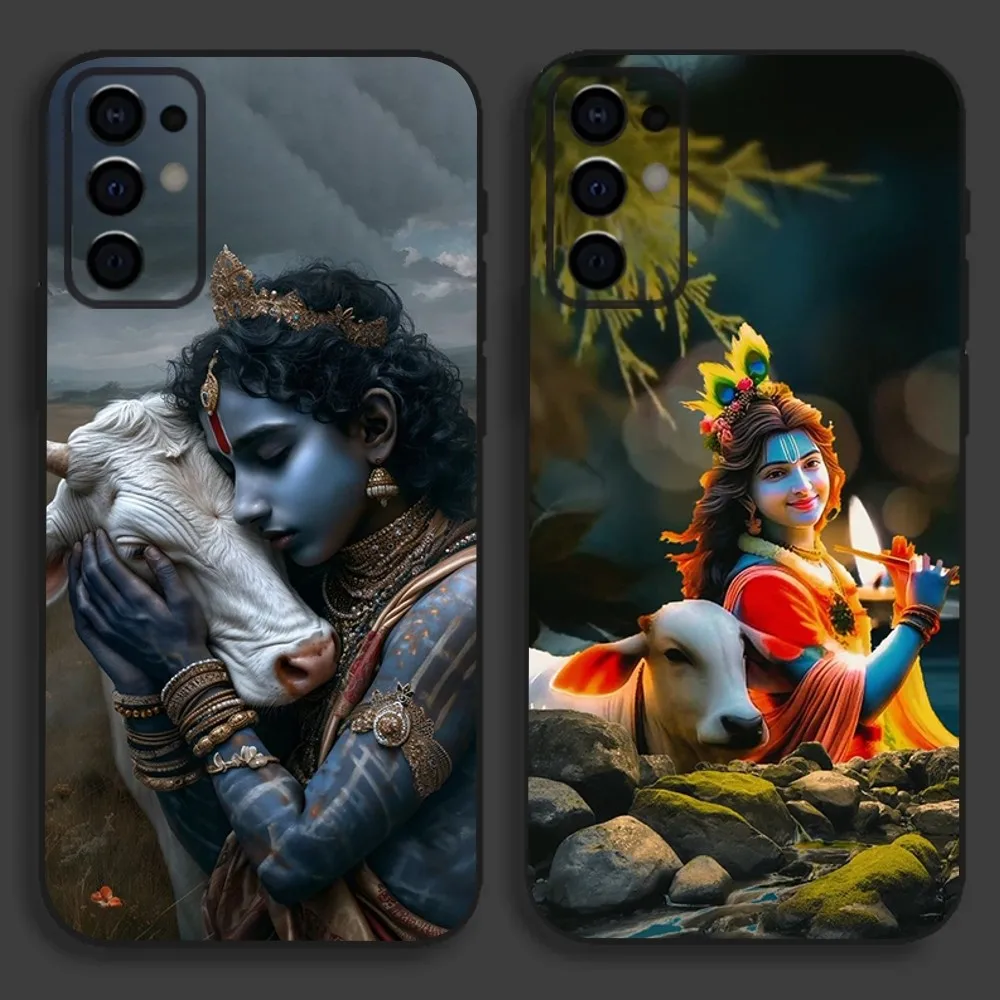 Indian God Lord Krishna Phone Case For Samsung S24,S21,S22,S23,S30,Ultra,S20,Plus,Fe,Lite,Note,10,9,5G Black Soft Cover