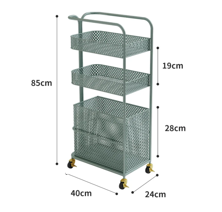 2021 New design kitchen bathroom storage rack with handcart