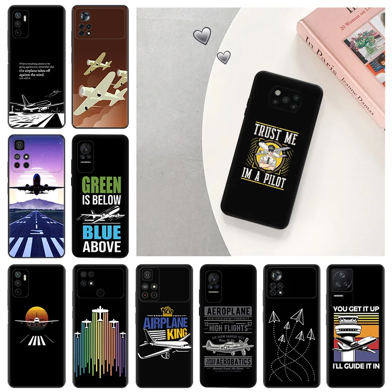 Silicone Soft Phone Case for Xiaomi Poco F5 X3 X4 X5 F3 F4 F1 M3 M4 M5 M5s C61 14 Pro Redmi A3x Airplane Aircraft Take Off Cover