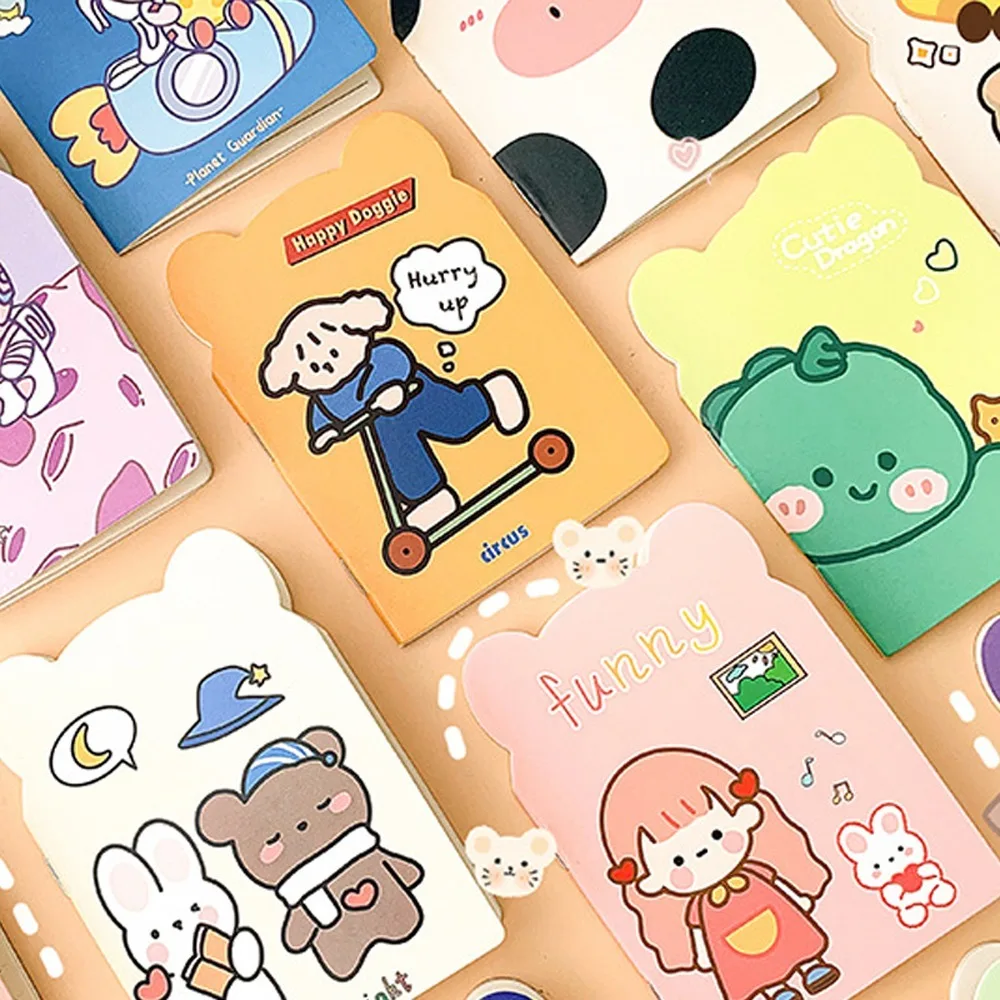 10 teile/paket Tragbare Notebooks Kawaii Notebook Tagebuch Liniert Papier Mini Notizblock Cartoon Kleine Cartoon NoteBook Kinder