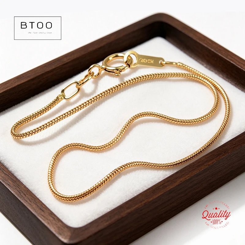BTOO Real 14K Gold Filled Snake Chain Necklace 1MM Chain Necklace Gold Jewelry Minimalist Gold Filled Women Jewelry