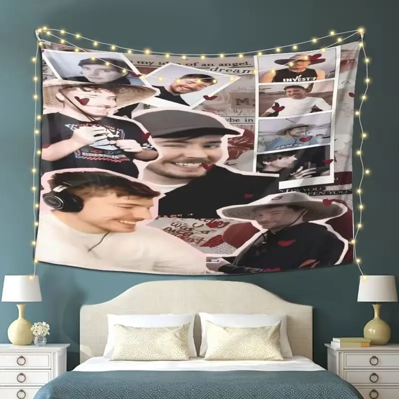 VIKAMA Heart Photo Collage Fan Art Wall Tapestry, Aesthetic Kawaii Poster Print for Bedroom Dorm Room Girls Room Decor Gift