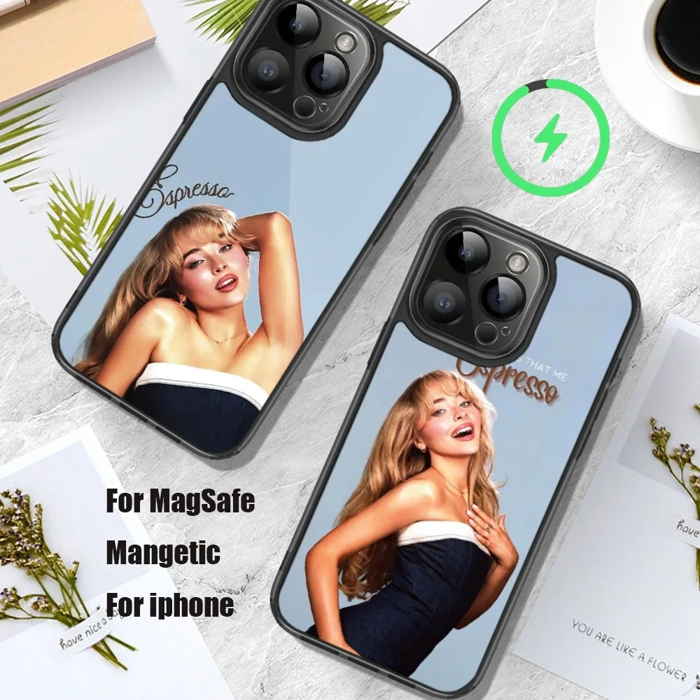 Singer S-Sabrina C-Carpenter Phone Case For iPhone 11 12 13 14 15 Pro Max Plus Mini Magsafe Magnetic Wireless Charging Shell