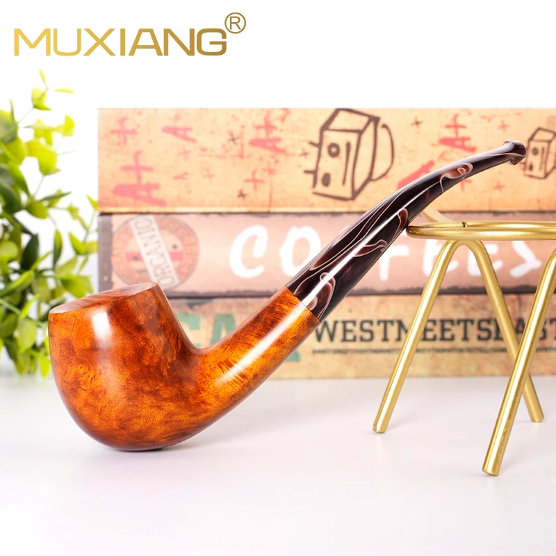 MUXIANG Large Tomato Pipe Hand-carved Briar Tobacco Pipe 9mm Pipe Channel Father's Day Gift Colored Acrylic Pipe Mouth