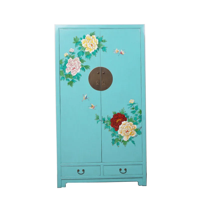 New Chinese hand-painted bedroom household wardrobe locker storage cabinet living room decorative cabinet locker