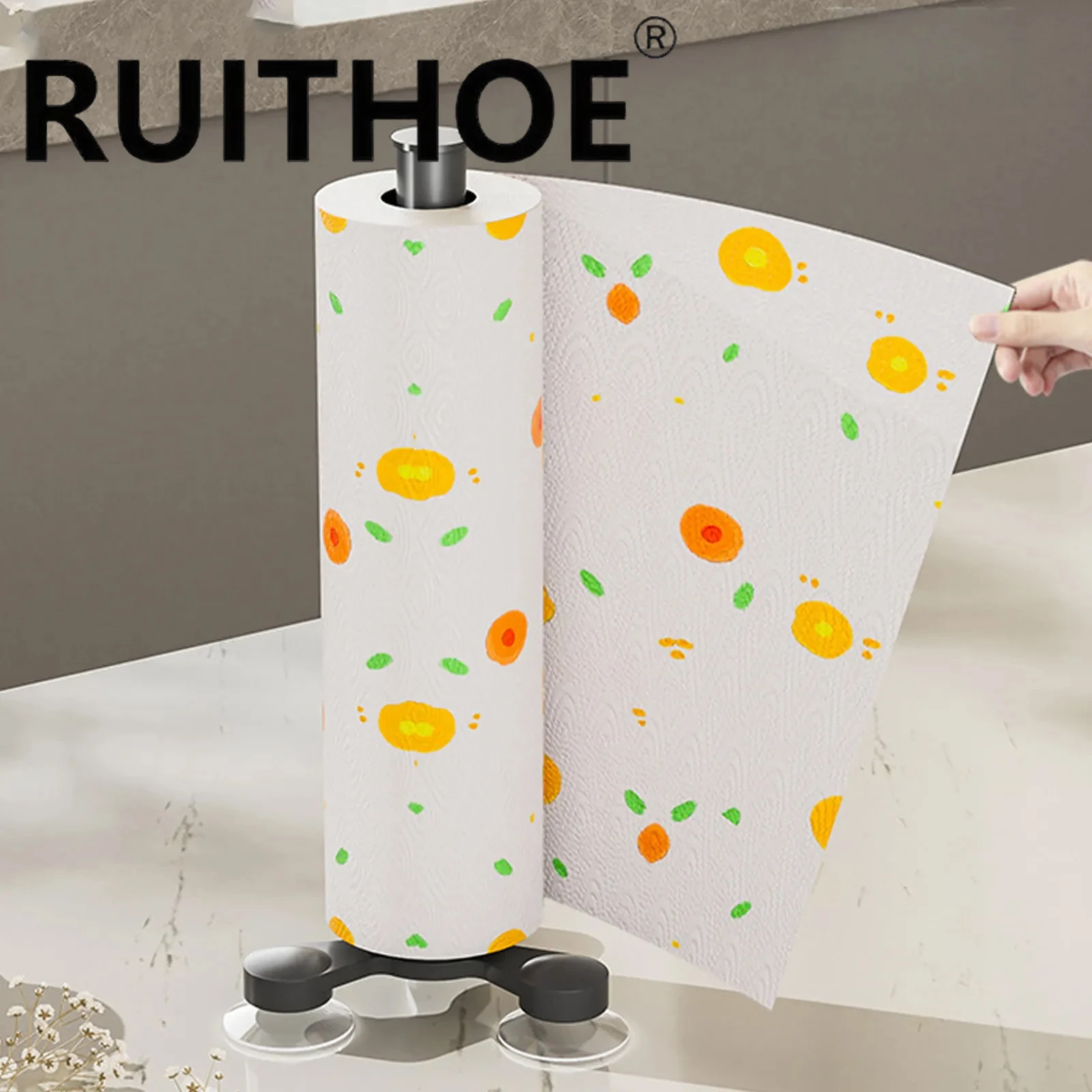 

Держатели для бумажных полотенец Съемный держатель для рулонной бумаги для кухни, столовой Одноручный отрывной держатель для бумажных полотенец с присоской