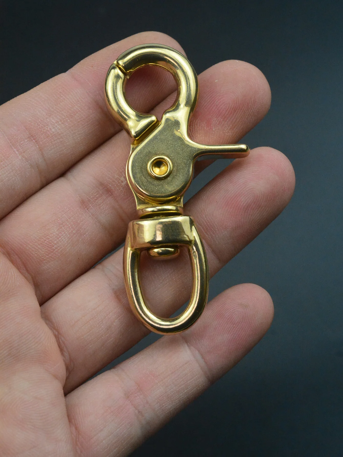 Solid Brass 2.6inch Swivel Trigger Snap Hooks Keychain lobster clasp with 0.5inch 12mm O ring leather DIY bag key straps chain