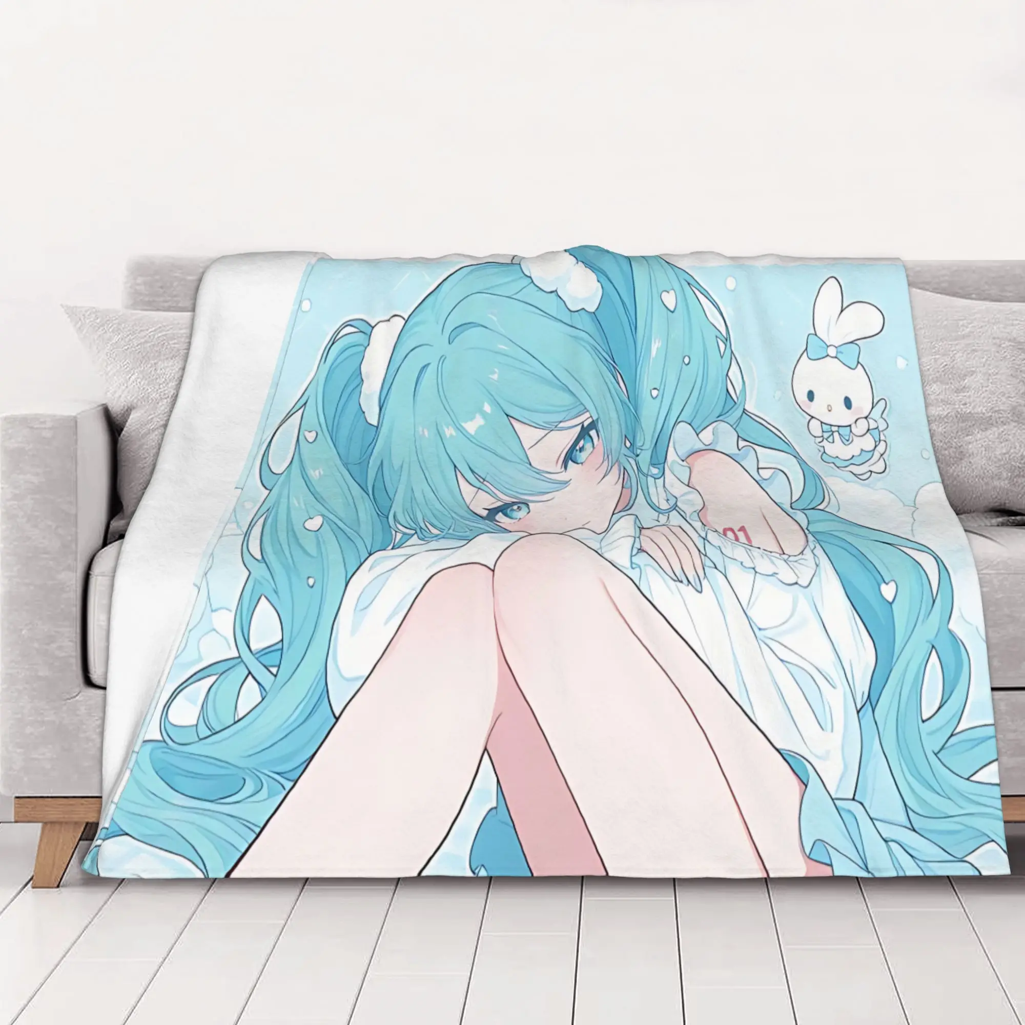1PC home Cutecore Hatsune Miku  Blanket Super Cosy Plush Home Living Room Sofa halloween