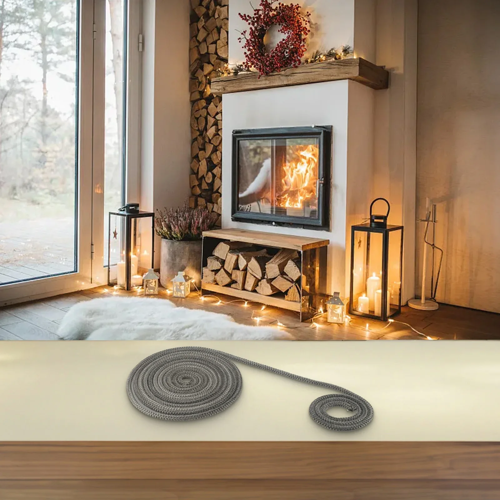 

18mm*3 Meters Fireplace Sealing Rope Easy Installation Optimal Safety And Efficiency Prevent Heat And Smoke Fireplace