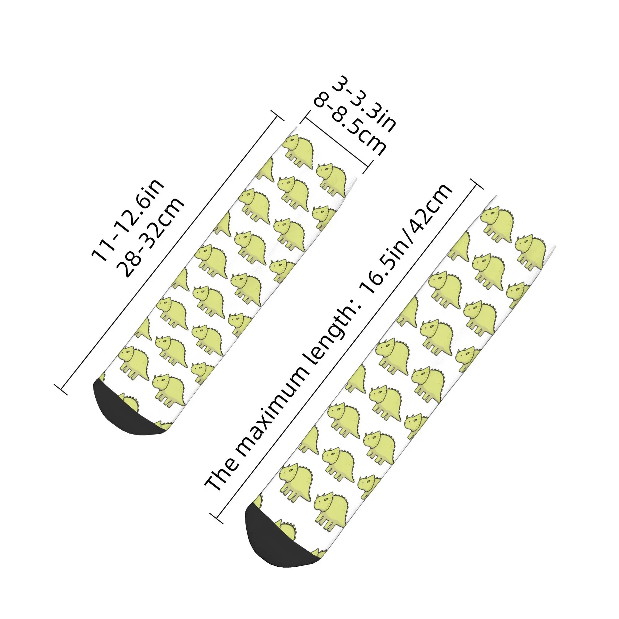 All Seasons Little Dino Triceratops  Illustration Socks Harajuku Sport Middle Tube Socks Soft Hip Hop Stockings for Men Women