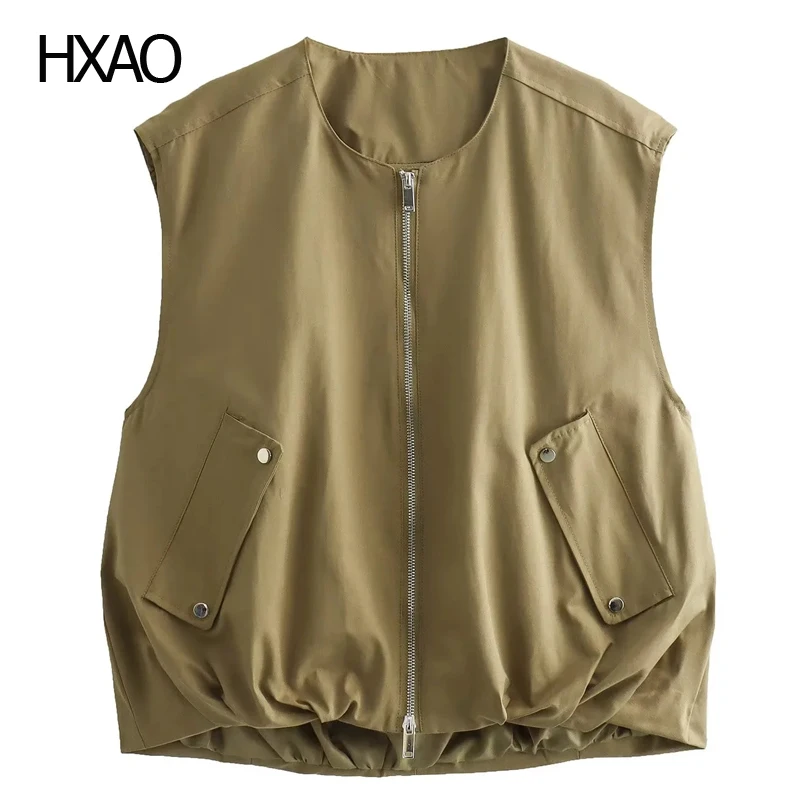 

HXAO Women's Sleeveless Vest Spring Waistcoat Women Summer Vest Casual Vest Sleeveless Parka New In Outerwear Short Coats 2024