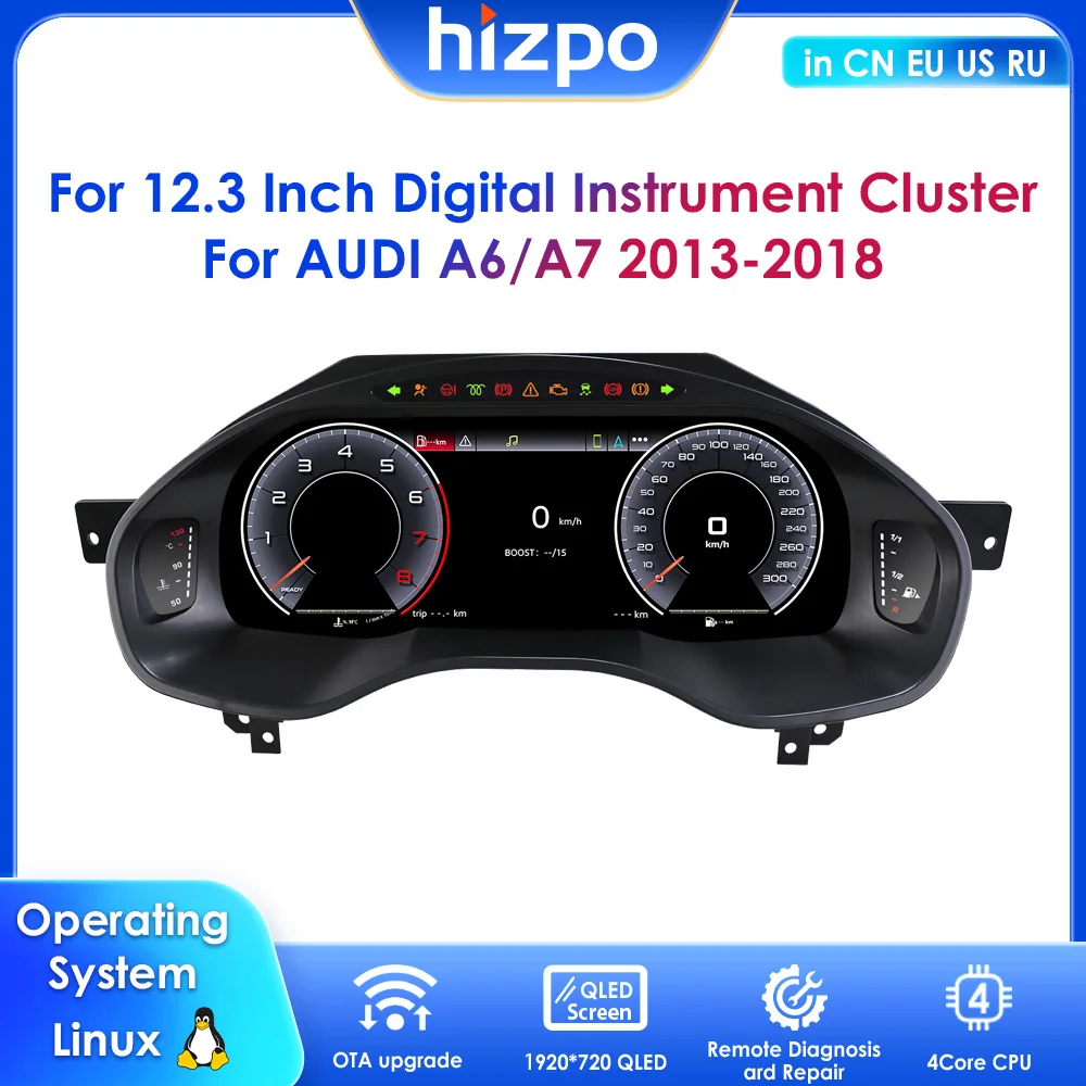 

12.3Inch Car Dashboard Gauges For Audi A6 A7 2013-2018 CarPlay Android Auto Panel Cockpit Instrument Cluster LCD Speedometer