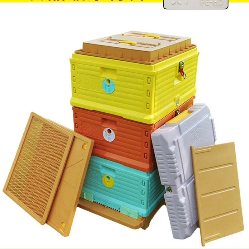 2023 Luxury 3 Layers Insulation Plastic Beehive, Super Solid Langstroth Beehive 10 Frames Plastic Beehives Top Bee Feeder