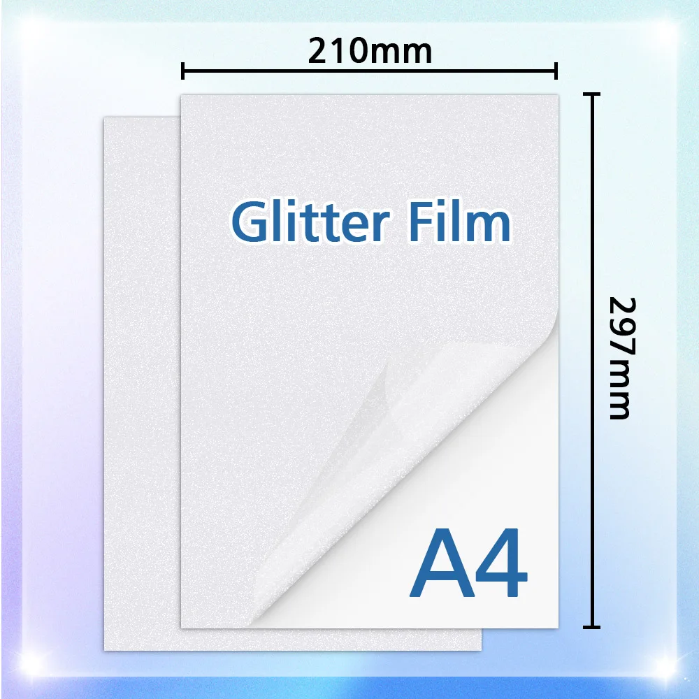 10 Sheets Glitter Cold Laminating Film A4 Self-adhesive Holographic Star Shiny Dots DIY Package Color Card Photo Laminating Film