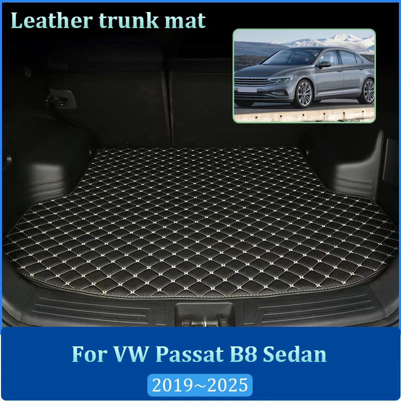 Trunk Mat For Volkswagen VW Passat B8 Sedan 2019~2025 Leather Car Storage Liner Rug Boot Carpet Floor Pad Interior Accessories
