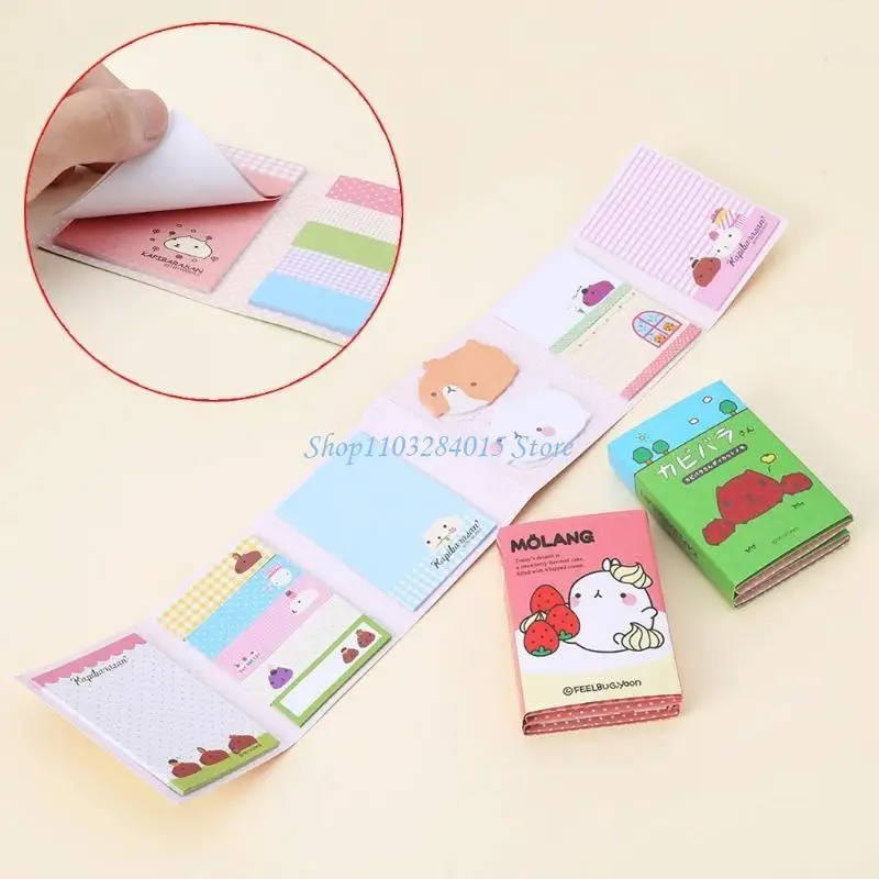 R6FF Cartoon Animals 6 Folding Memo Pad Sticky Notes Stationery Notepad