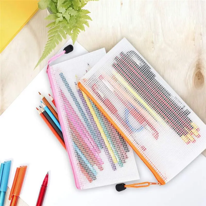 36 PCS Mesh Document Bag Clear Pencil Case Wallets Folders PVC Waterproof Travel Storage Pouch For School Supplies,12 Colours-VV