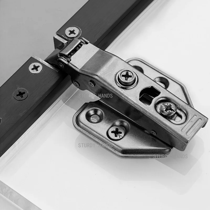 5pcs Aluminum Frame Glass Door Hinge Bathroom Kitchen Wine Cabinet Display Cabinet Hinge Furniture Hardware Accessories