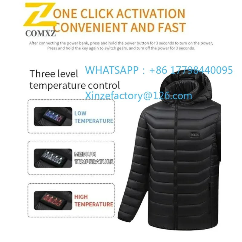 تخصيص 21 منطقة سترة التدفئة الرجال الشتاء USB تسخين كهربائي معطف وظيفية الذاتي التدفئة الملابس في الهواء الطلق الثلوج التزلج سميكة #2