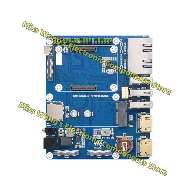 

WIFI6 dual port expansion board core board onboard M.2 E KEY interface CM4-DUAL-ETH-WIFI6-BASE