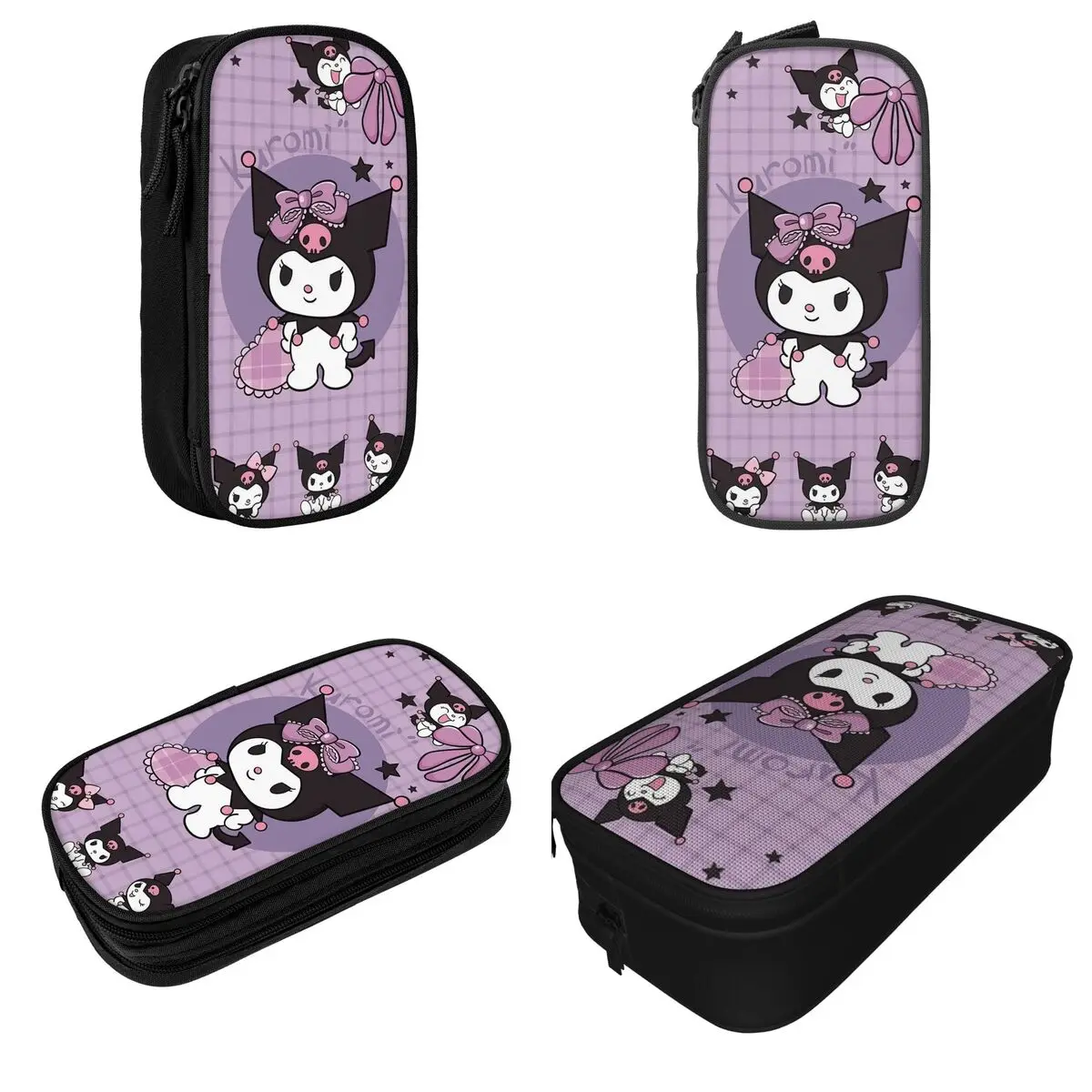 Purple Kuromi Pencil Case Cute Kawaii Cartoon Pen Holder Bag Student Big Capacity Students School Cosmetic Pencil Pouch