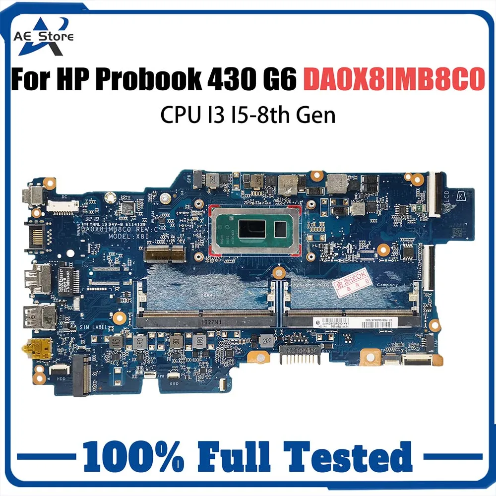 DA0X8IMB8C0 Laptop Motherboard For HP Probook 430 G6 HSN-Q14C Notebook Mainboard With I3-8145U I5-8265U CPU DDR4