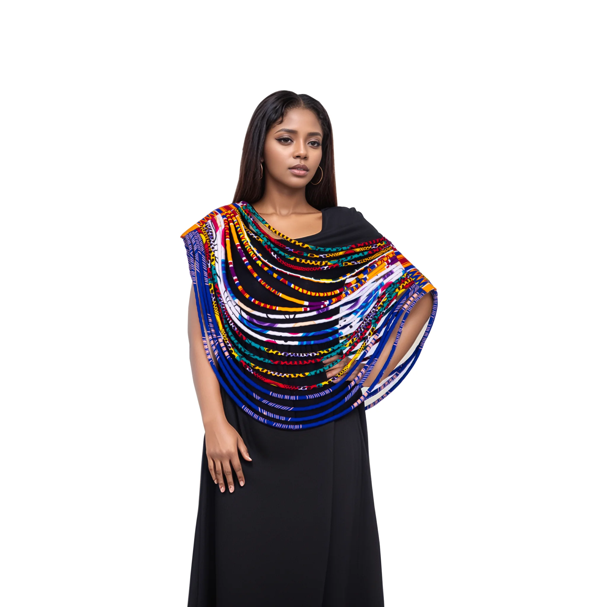 Ankara Multi Strand Necklace African Bold Colorful Long Exotic Jewelry Anfrica Handmade Long Collier Rope Necklace Shawl Wyb963